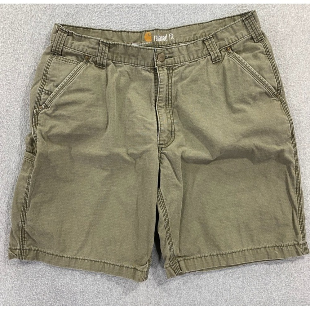 Carhartt Men's 40 (Fits 36) Relaxed Fit Work Ripstop Utility Shorts Olive Green